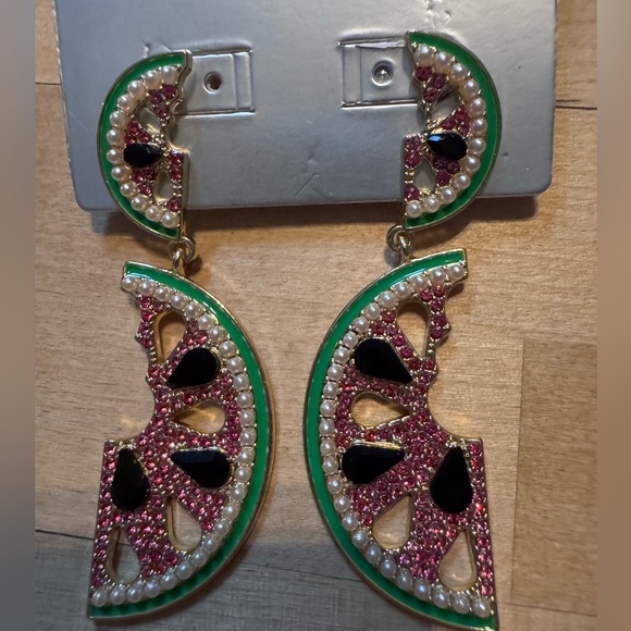 SugarFix By Baublebar "Need For Seed" Watermelon Drop Earrings - Picture 2 of 4
